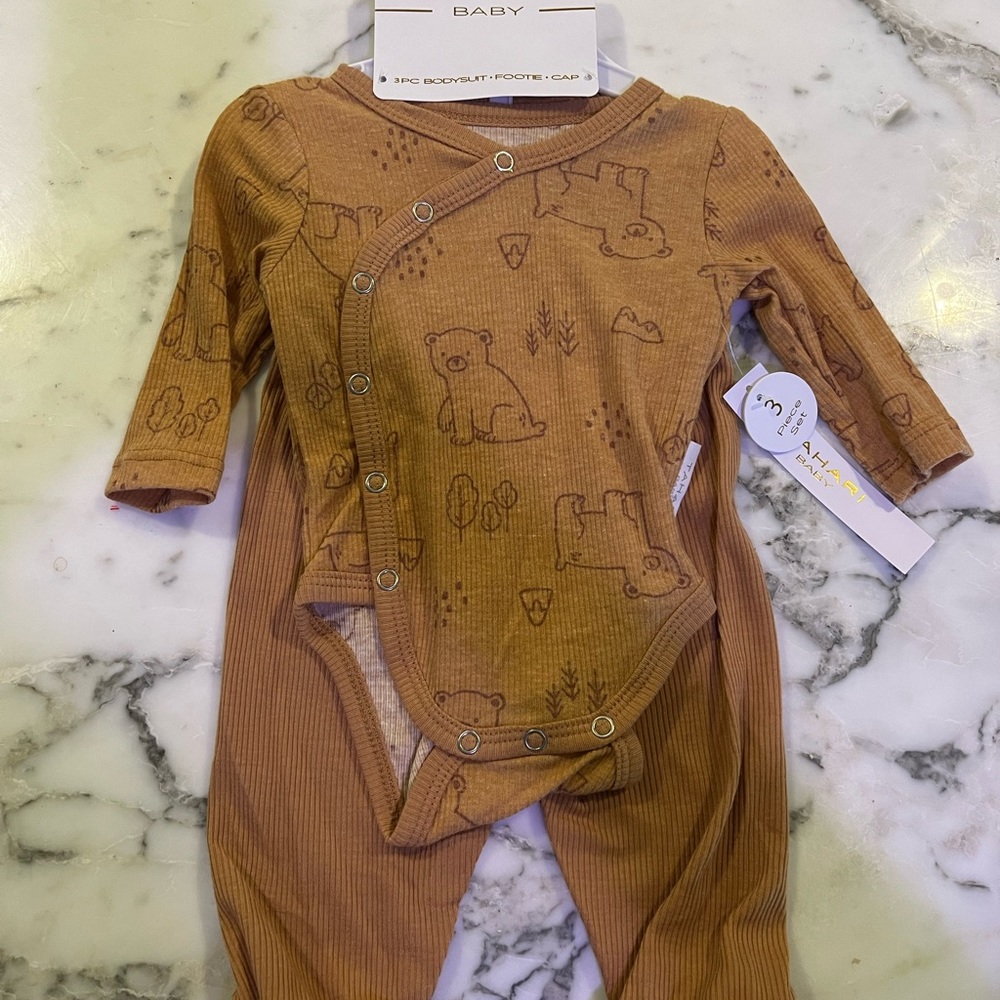 $12 ADD ON Baby Matching Set Gender Neutral Bear Nordstrom Zara Rylee Cru H&M - Picture 1 of 2